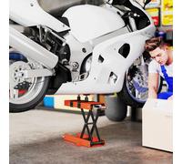 HOMCOM 500 kg Motorcycle Scissor Lift Jack, Heavy Duty Steel Adjustable Motorbike Lifting Hoist Stand with Safety Pin, Foldable Lifter for Dirt Bike Repair Maintenance, 45x15 cm Large Platform, Orange