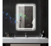 HOMCOM 500 x 700 mm Bathroom Mirror with Bluetooth Lights Demister Pad in Silver | Size: 700mm x 500mm HOMCOM Silver 700mm x 500mm