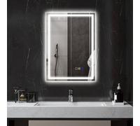 HOMCOM 500 x 700 mm Bluetooth LED Bathroom Mirror, Illuminated Backlit Vanity Mirror with 3 Colours Dimmable, Anti-Fog, Memory Function, Touch Sensor, IP44