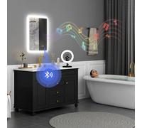 Homcom 500 X 700 Mm Bluetooth Bathroom Mirror With Led Lights Wall Mounted In Silver Silver 700mm x 500mm