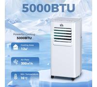 5000BTU Portable Air Conditioner 4 Modes LED Display Timer Home Office HOMCOM