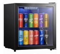 HOMCOM 50L Drinks Fridge, 48 Can Under Counter Freestanding Beer Fridge with Double-Layer Glass Door, Wine Cooler with LED Light, Adjustable Shelf, Beverage Cooler for Soda Beer, Home Office