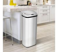 HOMCOM 50L Infrared Automatic Motion Sensor Dustbin, Stainless Steel - Silver, Silver