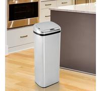 Homcom 50L Infrared Touchless Automatic Motion Sensor Dustbin In Silver Silver One Size