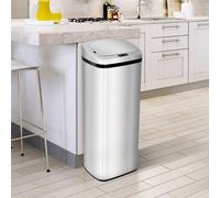 HOMCOM 50L Infrared Automatic Motion Sensor Dustbin Stainless Steel - Silver - 33cm x 25cm x 84cm
