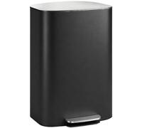 HOMCOM 50L Kitchen Bin Soft-Close Lid Stay-Open Function Pedal Bin Black | Stainless Steel, Removable Inner Bucket, Carry Handle, for Kitchen Office Home