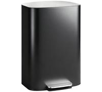 HOMCOM 50L Kitchen Bin with Soft-Close Lid and Stay-Open Function, Stainless Steel Pedal Bin with Removable Inner Bucket, Carry Handle for Kitchen, Office, Home, Black