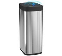 HOMCOM 50L Sensor Bin, Automatic Touchless Kitchen Bin with Motion Sensor, Manual Override, Battery Operated, Fingerprint-Resistant, Inner-Bucket-Free, for Kitchen, Bedroom, Home Office, Silver Tone