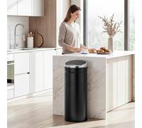 HOMCOM 50L Sensor Bin, Stainless Steel Kitchen Bin, Black