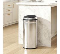 Homcom 50L Sensor Bin, Stainless Steel Kitchen Bin, Silver Tone Silver