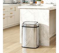 HOMCOM 50L Sensor Bin with Soft-Close Lid Automatic Kitchen Bin Silver Tone