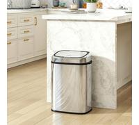 HOMCOM 50L Sensor Bin, Stainless Steel Kitchen Bin with Automatic Close - Silver Tone - 40.5L x 29.5W x 58H cm - Stainless Steel, ABS