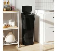 HOMCOM 50L Sensor Bin, Stainless Steel Slim Kitchen Bin, Fingerprint-Proof - Black - 33L x 25W x 84H cm