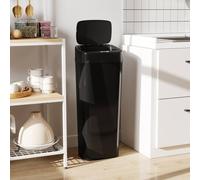 Homcom 50L Sensor Bin, Stainless Steel Slim Kitchen Bin, Fingerprint-Proof In Black Black One Size