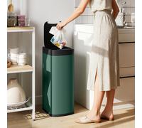 HOMCOM 50L Sensor Bin, Touchless Kitchen Bin, Battery Operated, Dark Green, Green