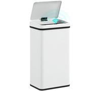 HOMCOM 50L Sensor Bin with Quiet Soft-Close Lid, Automatic Touchless Motion Sensor Kitchen Bin with Fingerprint Resistant Stainless Steel for Hygienic Gyms, Home Office, Assembly Required, White