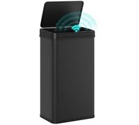 HOMCOM 50L Sensor Bin with Quiet Soft-Close Lid, Automatic Touchless Motion Sensor Kitchen Bin with Fingerprint Resistant Stainless Steel for Hygienic Gyms, Home Office, Assembly Required, Black