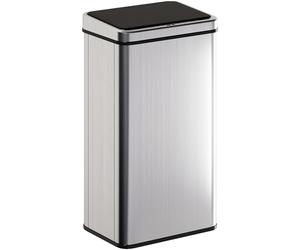 HOMCOM 50L Sensor Bin with Quiet Soft-Close Lid, Automatic Touchless Motion Sensor Kitchen Bin with Fingerprint Resistant Stainless Steel for Hygienic Gyms, Home Office Use, Silver Tone
