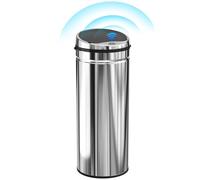 HOMCOM 50L Sensor Bin with Quiet Soft-Close Lid, Automatic Touchless Motion Sensor Rubbish Bin with Fingerprint Resistant, Stainless Steel for Hygienic Kitchen, Home Office Use, Silver