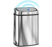 HOMCOM 50L Sensor Bin with Soft-Close Lid Automatic Kitchen Bin Silver Tone