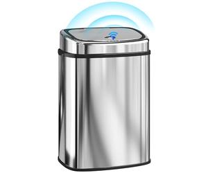 HOMCOM 50L Sensor Bin with Soft-Close Lid Automatic Kitchen Bin Silver Tone