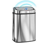 HOMCOM 50L Sensor Bin with Soft-Close Lid Automatic Kitchen Bin Silver Tone | Electronic Touchless Motion Sensor, Fingerprint Resistant Stainless Steel, for Hygienic Gyms, Home Office Use