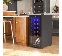 HOMCOM 50L Wine Cooler 18 Bottles 5-18° Freestanding Wine Fridge Black | Glass Door, LED Light, Temperature Control, Digital Touch Screen