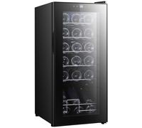 HOMCOM 50L Undercounter Wine Cooler Fridge with LED Light Glass Door 18 Bottles