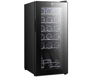 HOMCOM 50L Undercounter Wine Cooler Fridge with LED Light Glass Door 18 Bottles