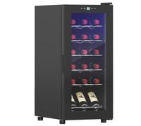 HOMCOM 50L Wine Cooler 18 Bottles 5-18° Freestanding Wine Fridge Black | Glass Door, LED Light, Temperature Control, Digital Touch Screen
