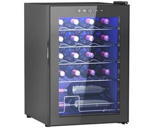 HOMCOM 53L Wine Cooler 20 Bottles 5-18° Freestanding Wine Fridge Black