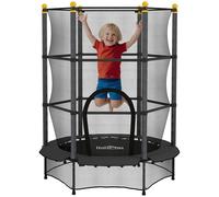 HOMCOM 55" Kids Trampoline with Enclosure Net, 4.6FT Toddler Trampoline Outdoor Indoor with Reinforced Steel Frame, for Ages 3-10 Years, Black