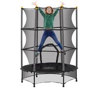 HOMCOM 55" Kids Trampoline with Enclosure Net, 4.6FT Trampoline for Toddlers with Foam Handles and Pad, Outdoor Indoor for Ages 3-10 Years, Black