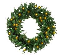 HOMCOM 55cm Battery Operated Christmas Wreath Home Decoration 50 LED in Green HOMCOM Green