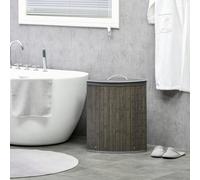 Homcom 55L Bamboo Corner Laundry Hamper Bamboo Laundry Basket 38X38X57Cm Grey
