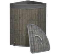 Homcom 55L Bamboo Corner Laundry Hamper Bamboo Laundry Basket 38X38X57Cm Grey Grey