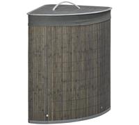 HOMCOM 55L Bamboo Corner Laundry Hamper Bamboo Laundry Basket 38x38x57cm Grey | TJ Hughes