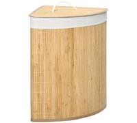 HOMCOM 55L Bamboo Corner Laundry Hamper Bamboo Laundry Basket 38x38x57cm Natural | TJ Hughes