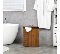 HOMCOM 55L Bamboo Corner Laundry Hamper Bamboo Laundry Basket Brown