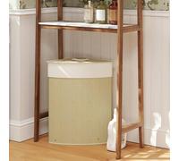 HOMCOM 55L Laundry Hamper with Removable Washable Liner Bag, Brown - 1 - Natural wood finish