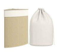 HOMCOM 55L Laundry Hamper with Removable Washable Liner Bag, Nature Wood Finish, Brown