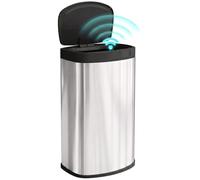 HOMCOM 55L Sensor Bin, Automatic Touchless Kitchen Bin, Silver Tone | Soft-Close Lid, Motion Sensor, Fingerprint Resistant Stainless Steel, Hygienic Gyms, Home Office Use
