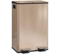 HOMCOM 56L Dual Compartment Stainless Steel Bin, with Deodoriser Holders - Gold Tone
