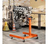HOMCOM Engine Stand, 570 kg Rotating Engine Stand with 360 Degree Adjustable Head, 4 Mounting Arms, Heavy Duty Steel Support, Universal Wheels for Garage Workshop Auto Repair, Orange