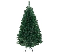 HOMCOM 5ft/150cm Artificial Christmas Tree Fir Hinged Xmas Tree Green | 420 Branch Tips, Foldable Steel Stand, Easy Assembly for Home Office Holiday Decoration