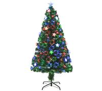 HOMCOM 5ft 150cm Green Fibre Optic Artificial Christmas Tree W/ Stars Aosom UK