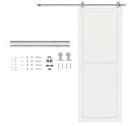 HOMCOM 5FT/150cm Sliding Barn Door Hardware Track Kit 80kg Silver Tone | Heavy Duty Stainless Steel Sliding Rail, T Shape Hanger, for Single Wooden Door, Fit Over 30mm Thickness