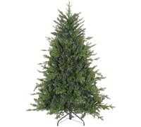 HOMCOM 5ft Artificial Christmas Tree 1309 Tips Metal Base Hinged Green