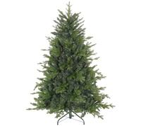 HOMCOM 5ft Artificial Christmas Tree 1309 Tips Metal Base Hinged Green | Realistic Hinged Xmas Tree, for Home Office