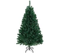 HOMCOM 5ft Artificial Christmas Tree, Fir Hinged Xmas Tree with 420 Branch Tips, Foldable Steel Stand, Green